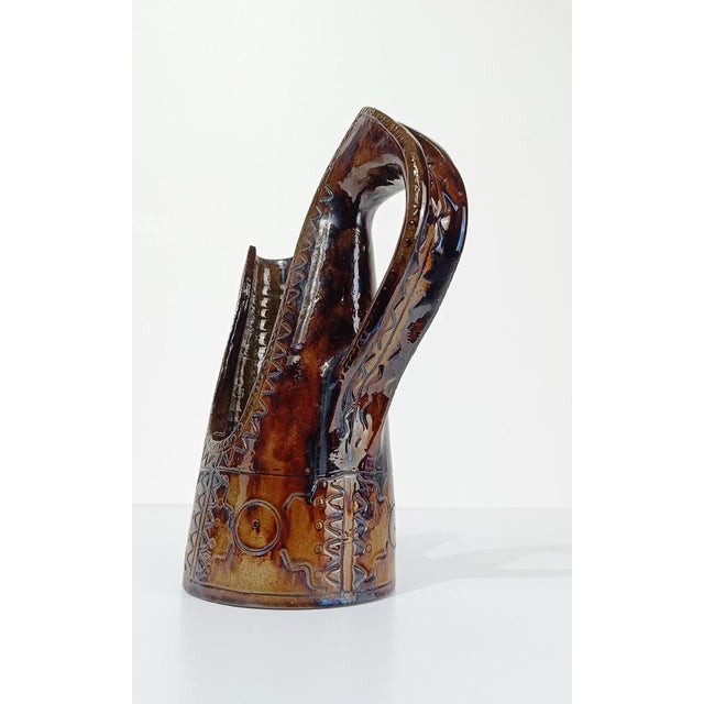 Mid 20th Century Italian Primitive Style Ceramic Jug or Vase by Urbano Fontana, 1970s For Sale - Image 14 of 18