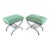 1980s Hand-Forged Sculptural Wrought Iron Accent Benches in Dark Green Mohair- A Pair For Sale