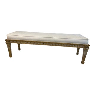Louis XV Style Giltwood & Grey Painted Banquette/ Bench For Sale