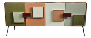 Four-Door Sideboard in Backlit Colored Glass, 1980s