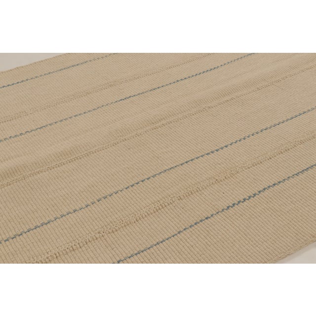Rug & Kilim Contemporary Rez Kilim Flatweave Rug With Blue & Brown Stripes For Sale - Image 10 of 10