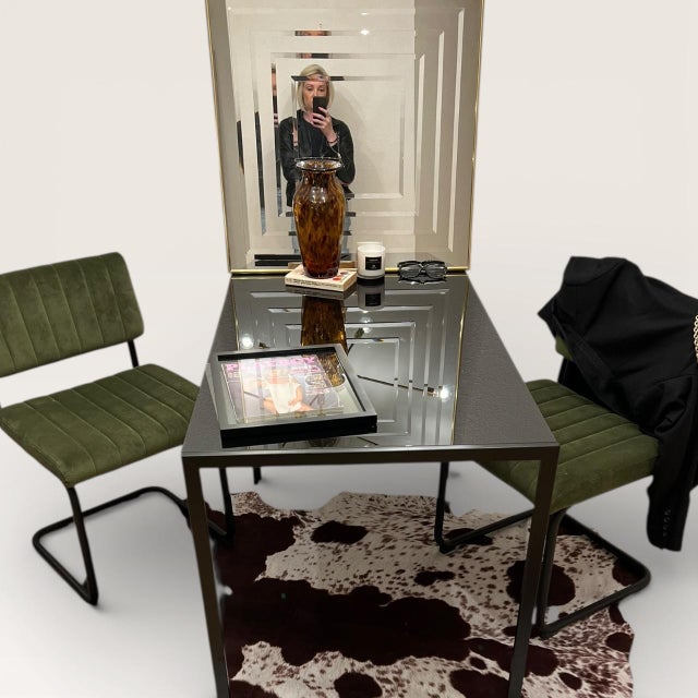 Monumental 1970s Op Art Concentric Square Mirror | Heavy Plate Glass | Gold Frame For Sale - Image 4 of 10