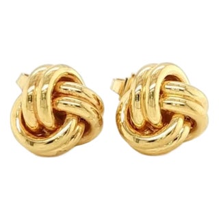 Mid 20th Century Pair of Tiffany & Co 18K Yellow Gold Love Knot Stud Earrings For Sale
