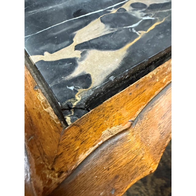 Wood 1920s Antique Walnut and Marble Top Side Table With Carved Swan Motifs For Sale - Image 7 of 7