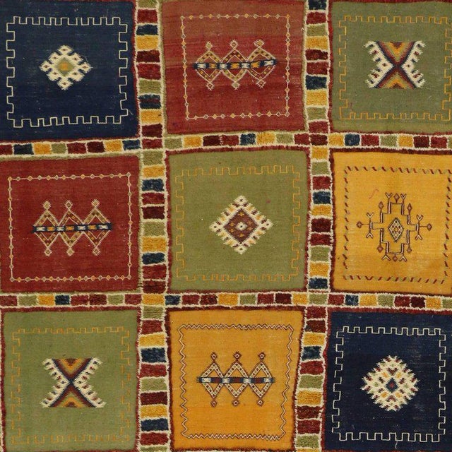 Berber Moroccan Kilim Rug with HighLow Pile, FlatWeave Rug with