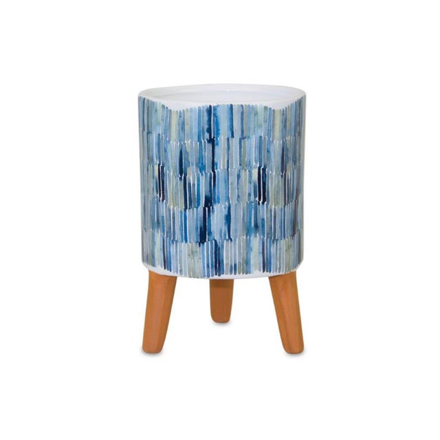 2020s Watercolor Planter with Terra Cotta Legs (Set of 2) For Sale - Image 5 of 5