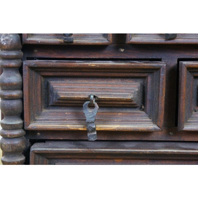 Vintage Oak Geometric Brutalist Jewelry Trinket Keepsake Chest Box 12" For Sale - Image 11 of 17