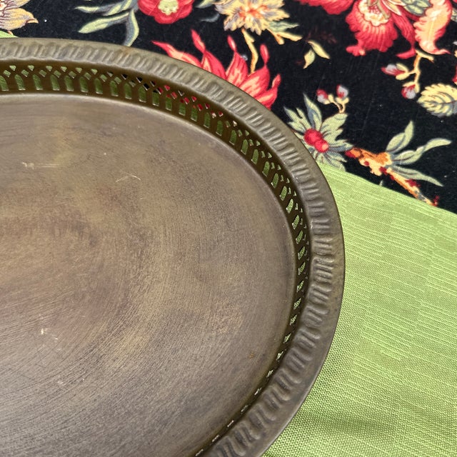 1970s 1970s Brass Oval Serving Tray For Sale - Image 5 of 8