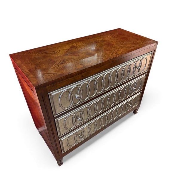 Silver Chest With Silver Leaf and Burl Veneers For Sale - Image 8 of 12