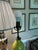 Chinese Monochrome Chartreuse Porcelain Double Gord Lamp With Wooden Base For Sale - Image 4 of 12