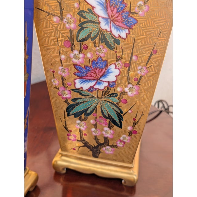 19th Century Japanese Cloisonné & Gilt Bronze Table Lamps - a Pair For Sale - Image 4 of 12