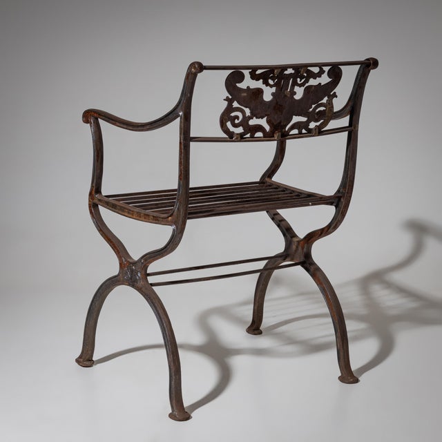 Karl Friedrich Schinkel Cast Iron Garden Chairs after Karl Friedrich Schinkel from Lauchhammer Foundry, 20th Century, Set of 2 For Sale - Image 4 of 10