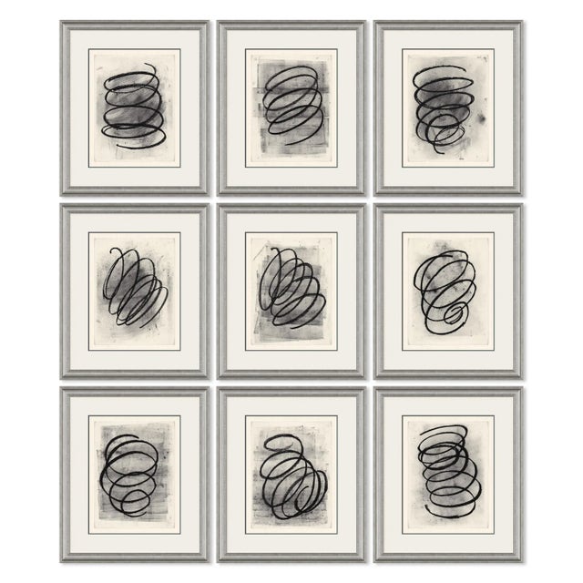 Black Swirl Framed Art Prints - Set of 9 by David Phoenix For Sale - Image 11 of 11