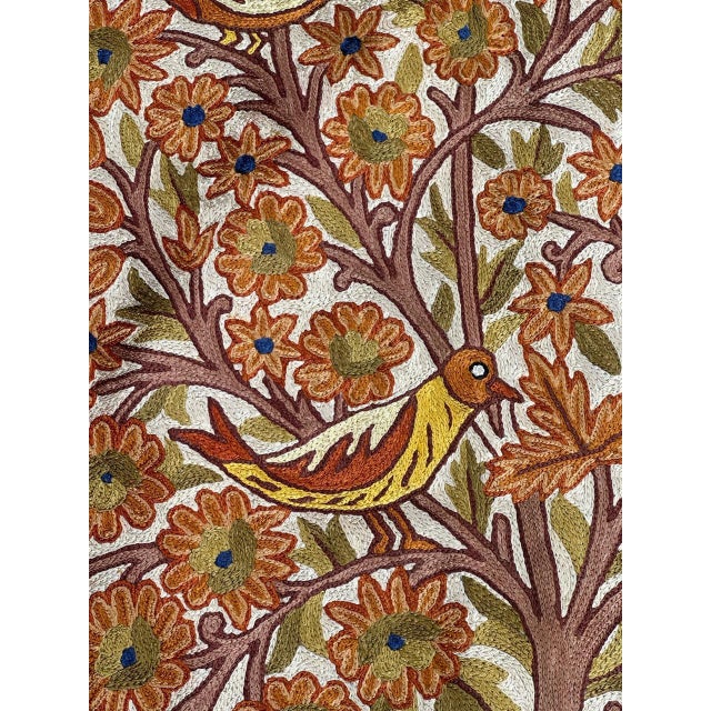 Vintage Indian Silk Embroidered Tapestry or Rug, 1990s For Sale - Image 4 of 18
