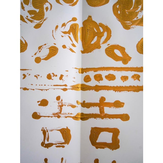 Contemporary Contemporary Double Happiness Ginger Jar Rorschach Painting by Dorothy Collier - Gold on White Paper IV For Sale - Image 3 of 3