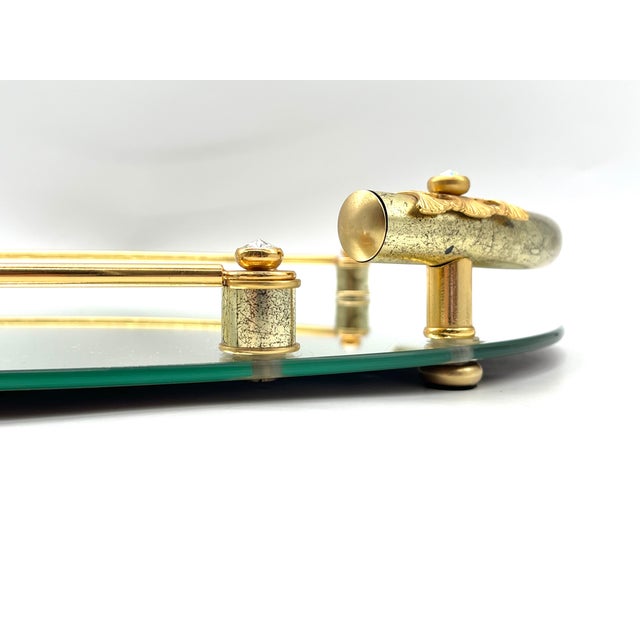 Gold Hollywood Regency 24k Gold-Plated Mirrored Tray from Dimart Milano, Italy, 1980s For Sale - Image 8 of 18