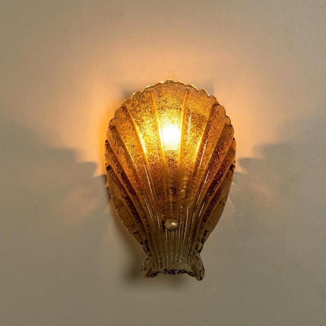 Goldenrod Shell Wall Light in Murano Glass, 1969 For Sale - Image 8 of 15