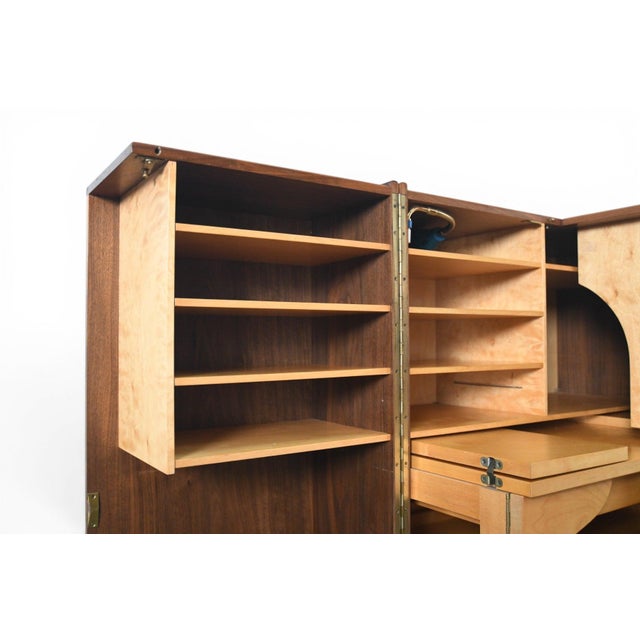 German Walnut "Desk in a Box" Home Office Cabinet, 1960s For Sale - Image 9 of 17