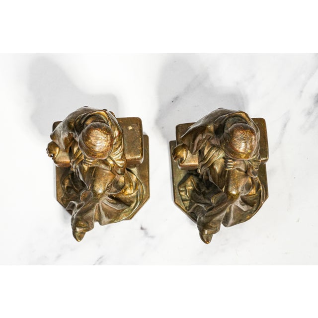 Rare Antique Bertolini Clemente “Pensive” Bronze Woman Figural Sculpture Statue Bookends Ovington New York Luxury Home Decor Art For Sale - Image 10 of 18