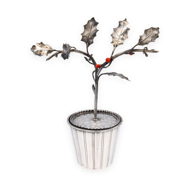 Attilio Codognato Signed 800 Silver & Red Coral Holly Tree Objet D'Art, Ca. 1990 For Sale In New York - Image 6 of 7