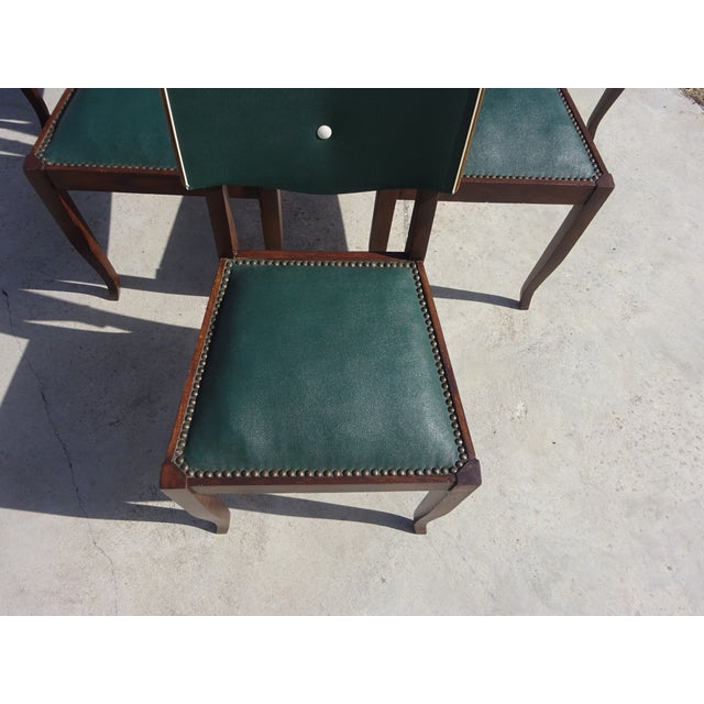 Forest Green Art Deco Chairs in Wood and Green Faux Leather, 1940s, Set of 6 For Sale - Image 8 of 18