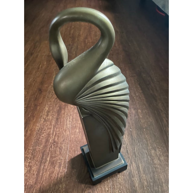 Late 20th Century Gold-Tone Bird Statue For Sale - Image 4 of 7