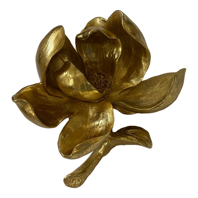 Decorative Gold Tone Magnolia Flower For Sale