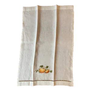 Linen Fall/Thanksgiving Tea Towel, Pumpkins, Henry Hand Work