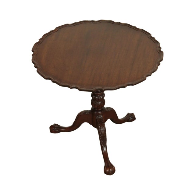 Chippendale Style Vintage Custom Mahogany Tilt Top Pie Crust Table For Sale - Image 13 of 13
