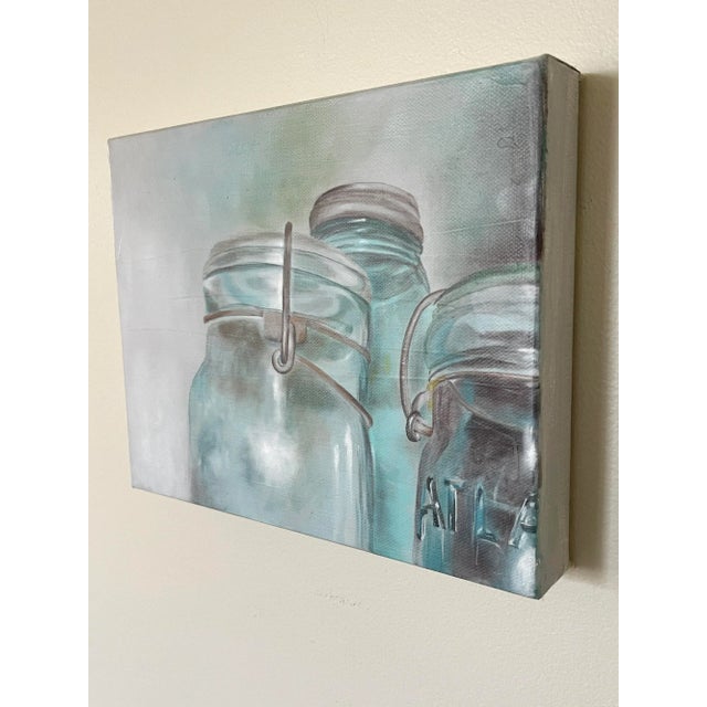 Contemporary Original Painting of Vintage Canning Jars -- Contemporary Realism by Tracy Meola For Sale - Image 3 of 7