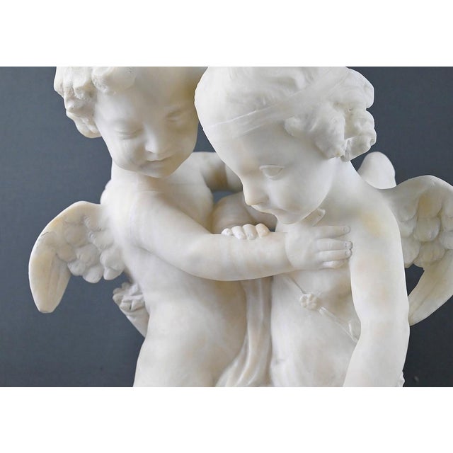 After Falconet, Two Cupids Disputing a Heart, Late 19th Century, Alabaster Sculpture For Sale - Image 6 of 18