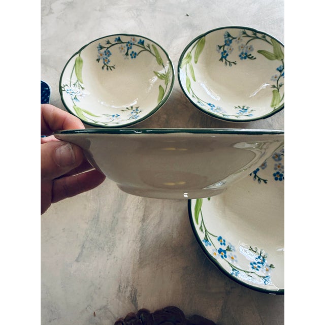Vintage Franciscan Forget Me Not Bowls 7 Inch Hand Decorated - Set of 4 For Sale - Image 10 of 12