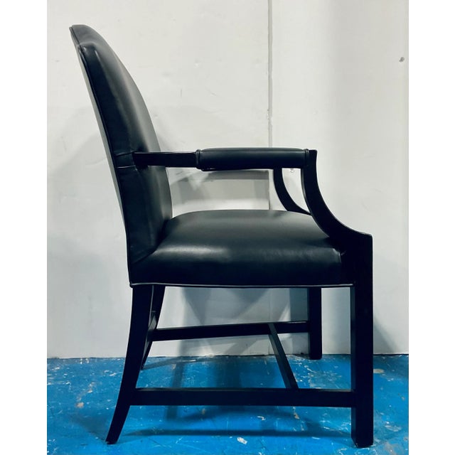 2000 - 2009 Maitland-Smith Transitional Black Leather Dining Chairs Set of 6 For Sale - Image 5 of 10