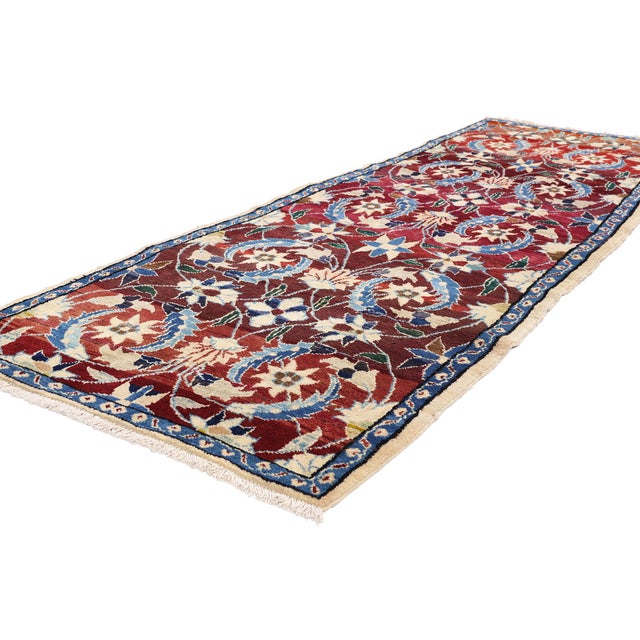 61431 Vintage Persian Khorassan Rug Runner, 02'11 x 08'10. The Ruby Sapphire Garden: A Vintage Persian Khorassan...