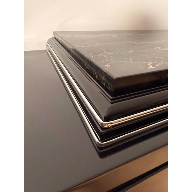 Art Deco Sideboard in Black Lacquer with Marble, 1930 For Sale - Image 12 of 18