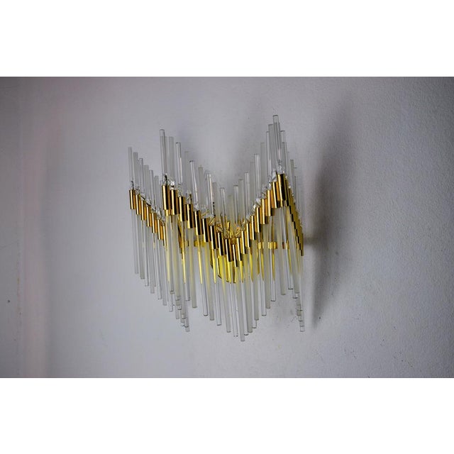 Hollywood Regency Wall Lamp in Tubular Crystals from Venini, Italy, 1970s For Sale - Image 3 of 8