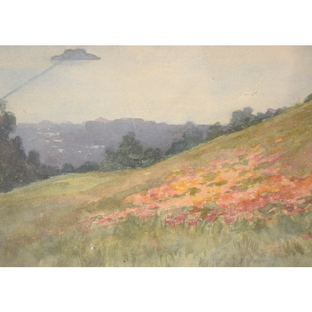 American Overlooking the Bay, Mid-Century Coastal Landscape Watercolor For Sale - Image 3 of 8