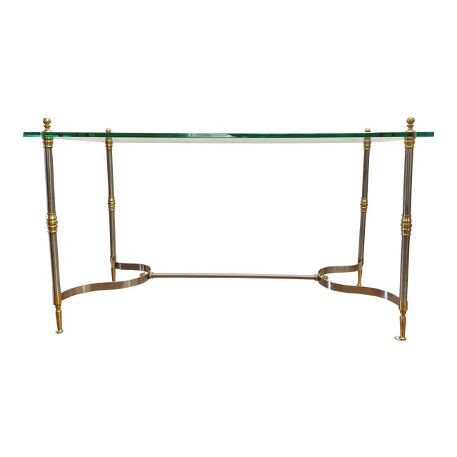 Vintage 1970s Brass and Chrome Glass Top Desk Chairish
