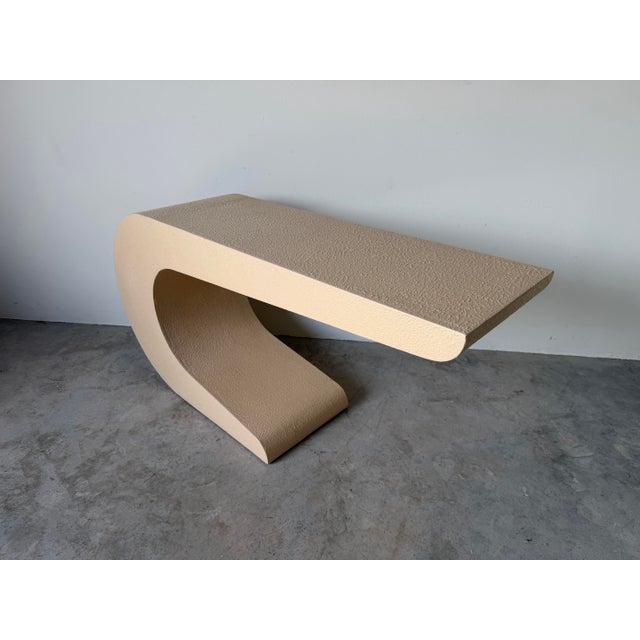1980’s Postmodern Plastered Wood Geometric Waterfall Console Table For Sale - Image 9 of 12