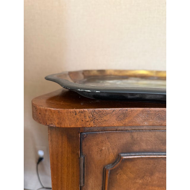 Metal Metal Tole "Peas in Bowl" English Decorative Large Tray For Sale - Image 7 of 7