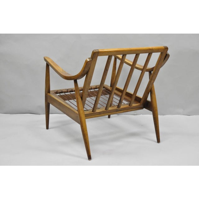 Vintage Mid Century Modern Danish Style Sculptural Walnut Lounge Arm Chair For Sale - Image 4 of 17