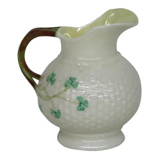 Late 20th Century Belleek Ireland Shamrock Traditional Porcelain Creamer Small Pitcher 4671b For Sale