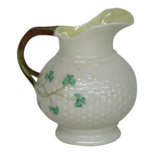 Late 20th Century Belleek Ireland Shamrock Traditional Porcelain Creamer Small Pitcher 4671b