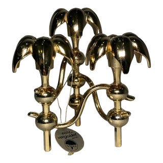 Hollywood Regency 24k Gold-Plated Palm Candleholder by Nagel, Germany, 1970s For Sale