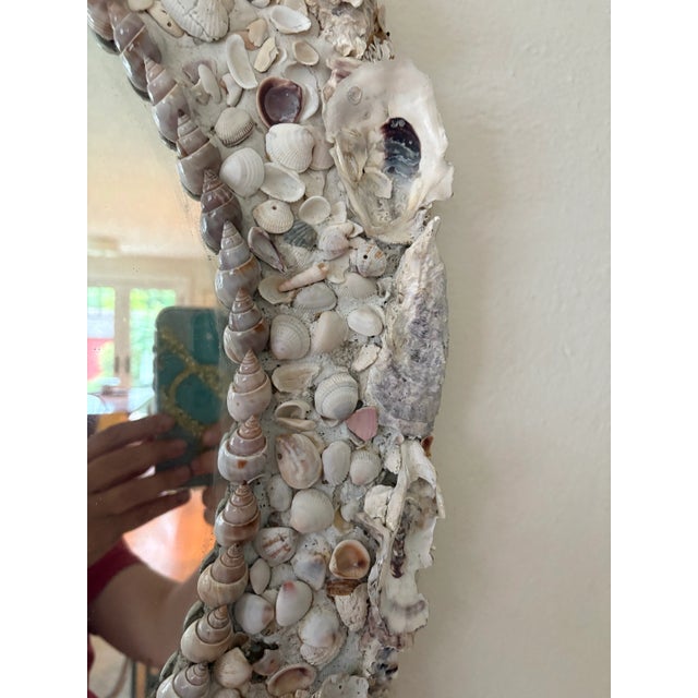 Vintage Coastal Hand Made Seashell Grotto Mirror For Sale - Image 11 of 12