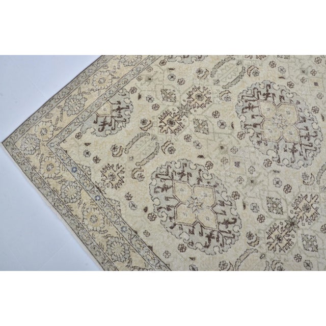 Tan 1960s Muted Handmade Turkish Decorative Large Size Carpet For Sale - Image 8 of 11