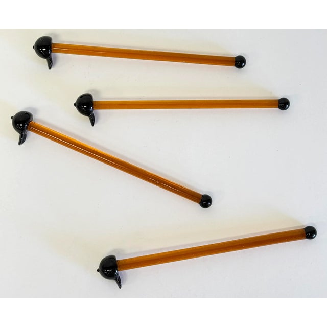 Glass Vintage Culver LTD Blown Glass Ball Cap Swizzle Sticks, S/4 For Sale - Image 7 of 8