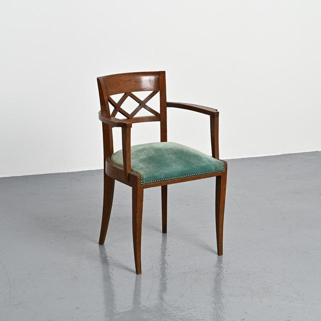Art Deco Wooden Armchairs, France, 1940, Set of 4 For Sale - Image 4 of 7