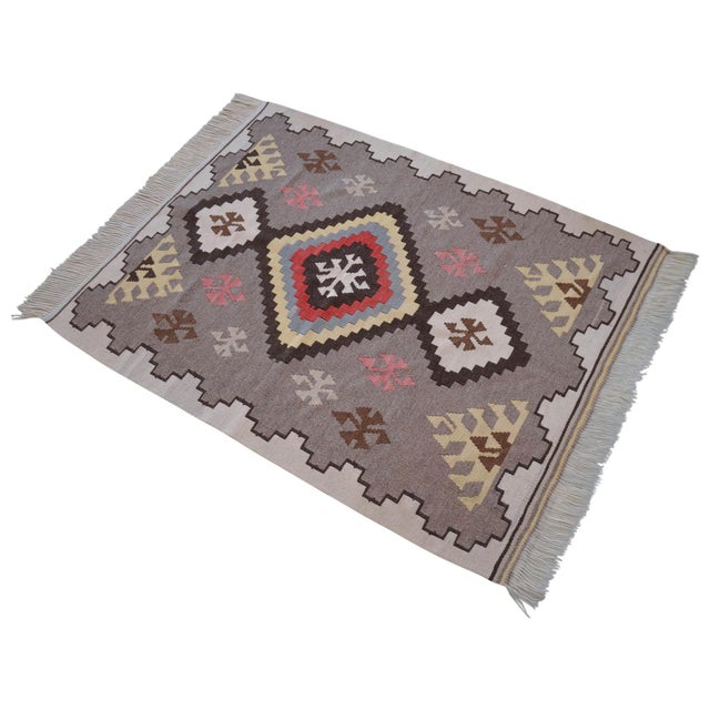 An exceptional example of contemporary Anatolian folk art, this handwoven Adana flatweave beautifully bridges historical...