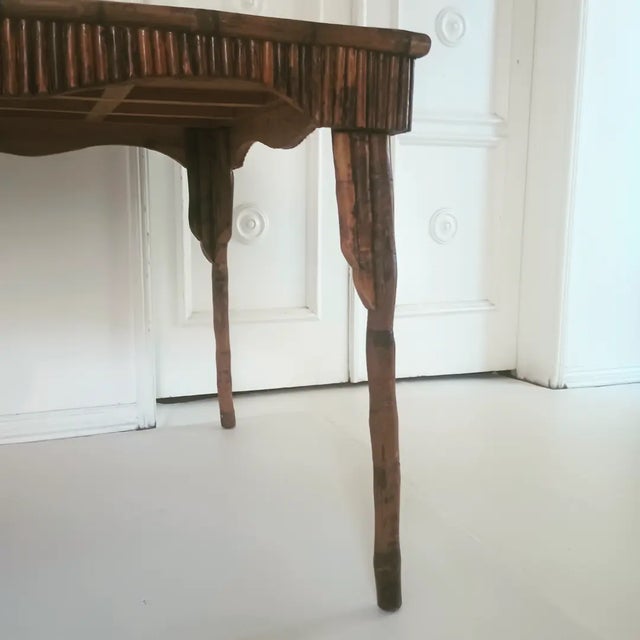 Brown 1920s Vintage Bamboo Dining Table For Sale - Image 8 of 12